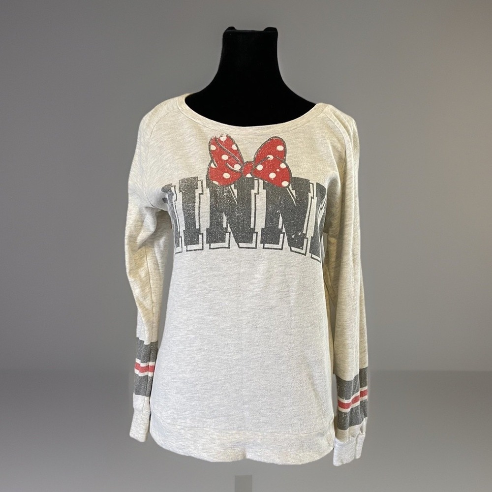 DISNEYLAND Sweatshirt Sz S Gray Lightweight Minnie Mouse Womens Retro Vacation